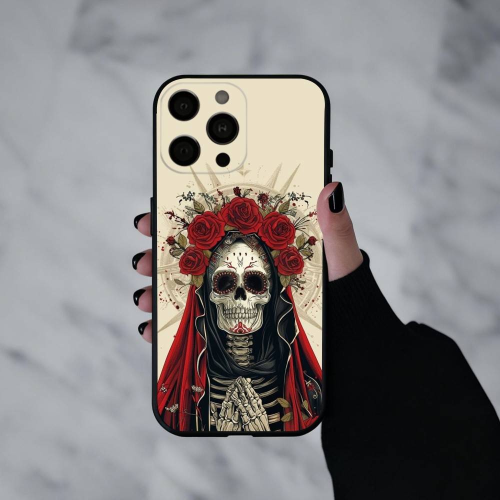 Santa M-Muerte P-print-T Phone Case For iPhone 17pro,16,15,14,13,12,11 Plus,Pro Max,XS,Soft Silicone Black Cover