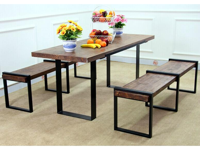 Vintage Wood and Iron Dining Set for Cafe, Tea Shop, or Restaurant