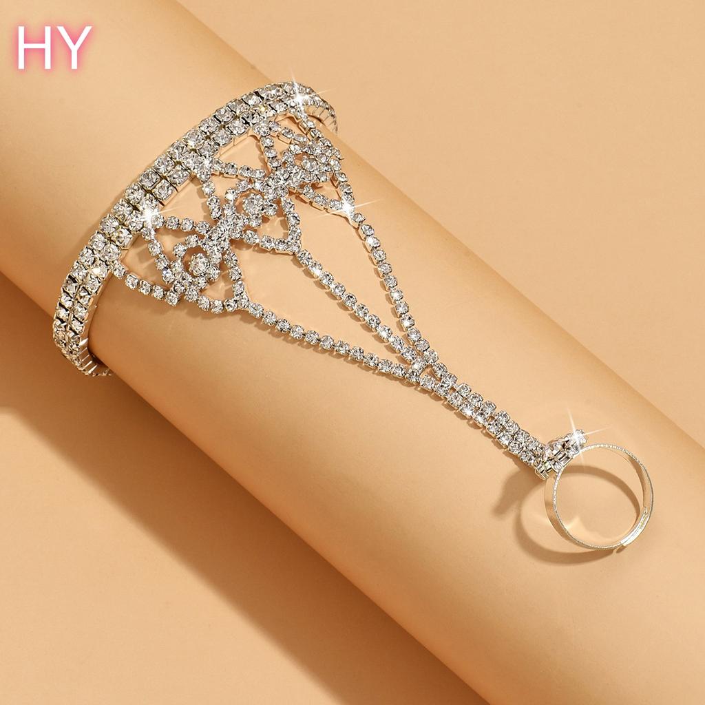 European Women's Shiny Diamond Body Chain Bracelet with Multi-Layer Rhinestones