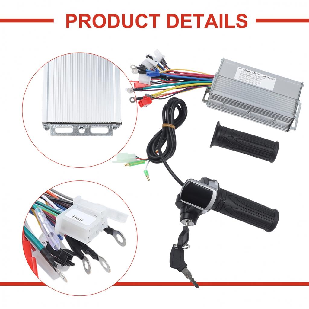 Ebike Controller with LCD Display and Throttle for 36V/48V/64V/72V 500W Systems