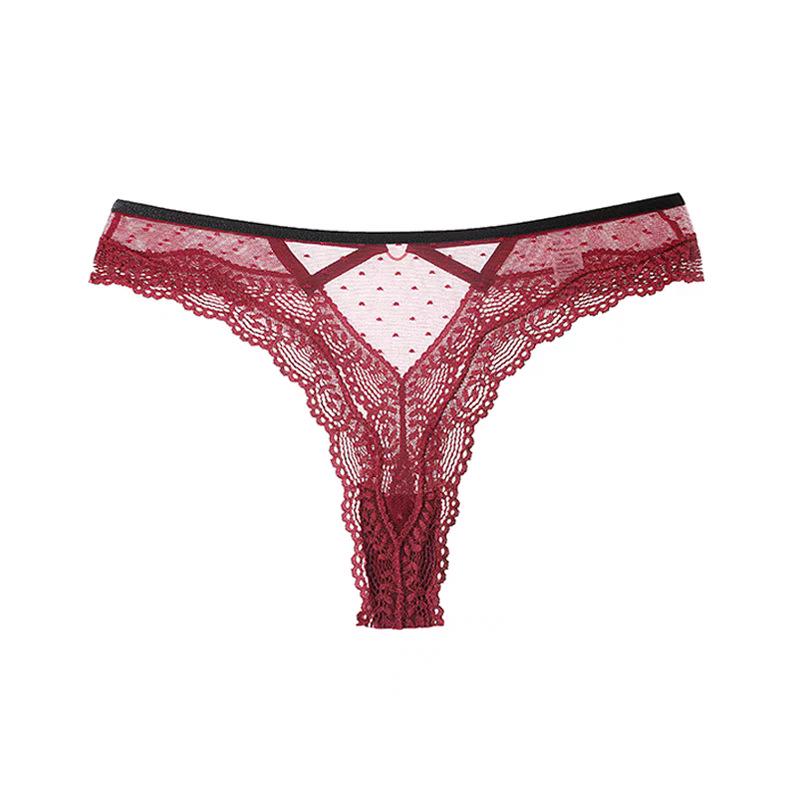 Pure & Sexy Lace Mid-Waist Thong - Seamless Thin Strap Triangle Panties for Women (80-140 Jin)