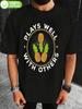 "Plays Well with Others" Pineapple Graphic Cotton T-shirt - 100% Breathable Short Sleeve Tee
