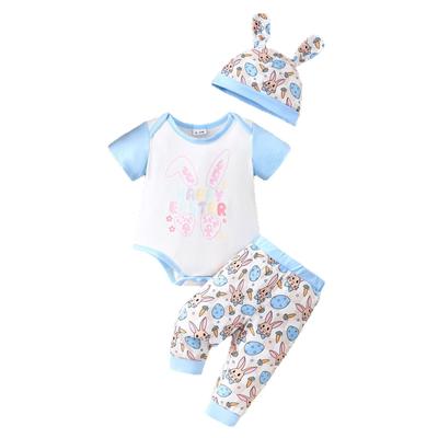 Children's Fashion Cartoon Short Sleeve Top Knot Pants Set