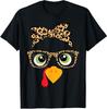 Funny Turkey Face Leopard Glasses Thanksgiving Unisex T-Shirt