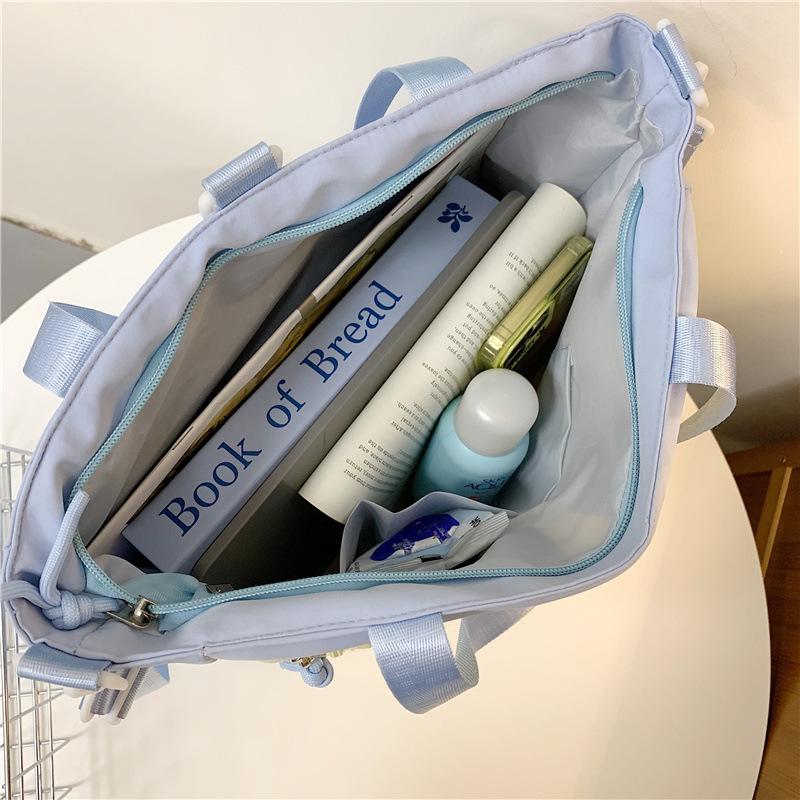 Gao Yan Niche Japanese Transparent Pain Bag Large-capacity Girl Multi-pocket Shoulder Messenger Bag College Student Class Tote Bag