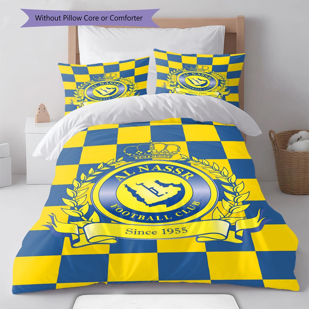Ložní prádlo se vzorem Al-Nassr, Sada přikrývek, Povlak na přikrývku, Povlak na polštář, Domácí dárek k narozeninám (1 * povlak na peřinu + 2 * povlak na polštář, bez jádra)