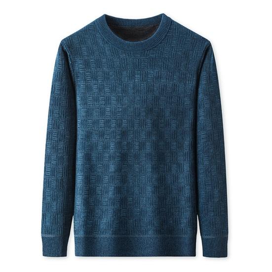 Pánský podzim Zimní svetr Pletený Tlustý kulatý výstřih Dlouhý rukáv Teplá Elastická Nášivka Slim Fit Měkká Velká velikost Ležérní Střední délka Pánský svetr