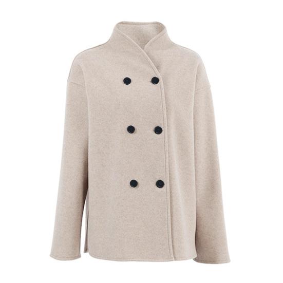 

Женское зимнее укороченное шерстяное пальто двубортное нарядное жакет осень повседневный длинный рукав короткое пальто-бушлат XL