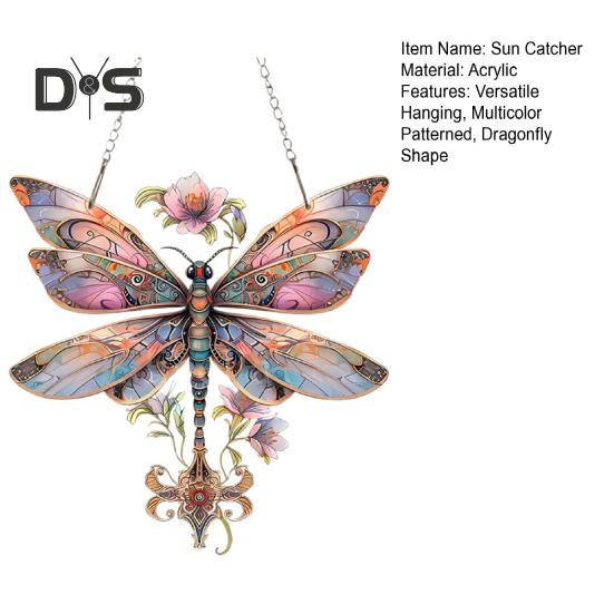 Dragonfly Sun Catcher acrilic agățat ornament colorat Dragonfly fereastră Suncatcher cu lanțuri metalice pentru decor de grădină de casă verandă