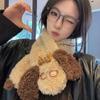 Knitted Plush Scarf Dog Winter Cashmere Scarves Simple Glasses Puppy Scarf  Women/Men