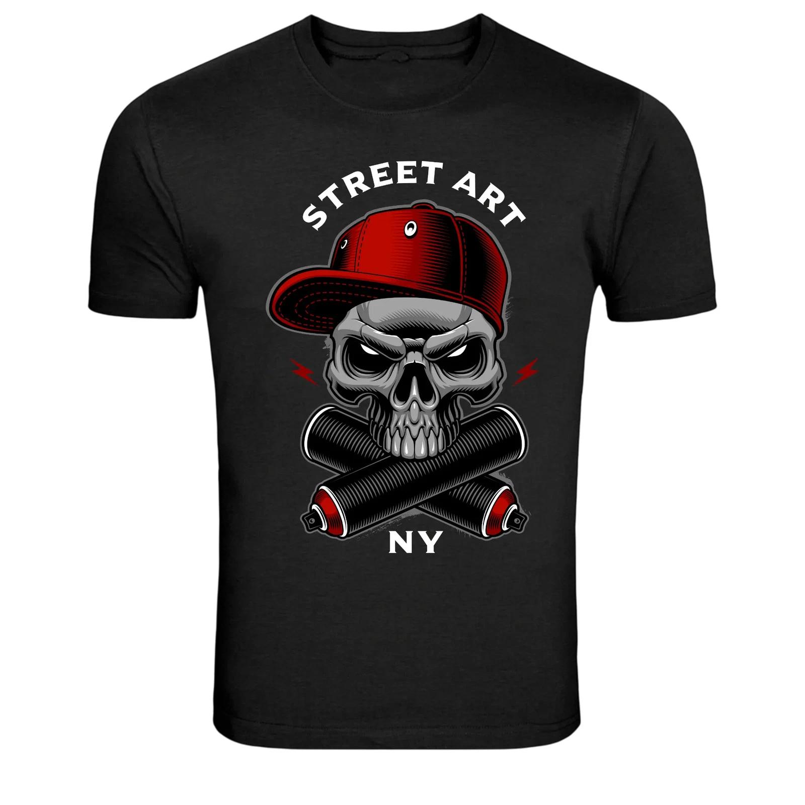 Street Art Skull Spray Paint Urban Graphic T-Shirt S