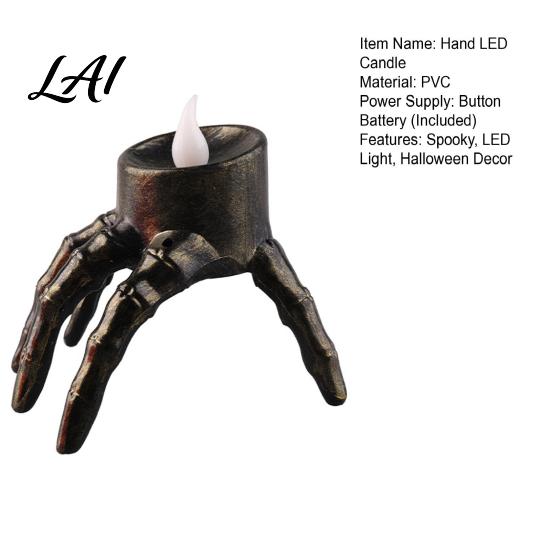 Spooky Home Decor Halloween Skeleton Hand Candle Light Gothic Creepy Skull Hands Fake LED Decorative Props for Festival Table Centerpiece Entryway,