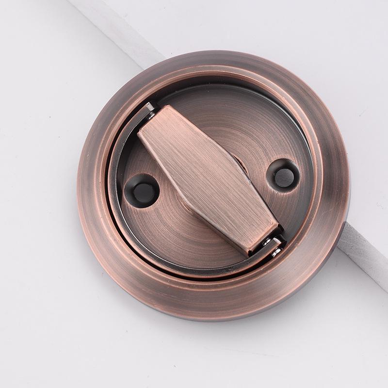 Stainless Steel Invisible Door Lock with Pull Ring, Single/Double-Sided Mounted Round Handle.