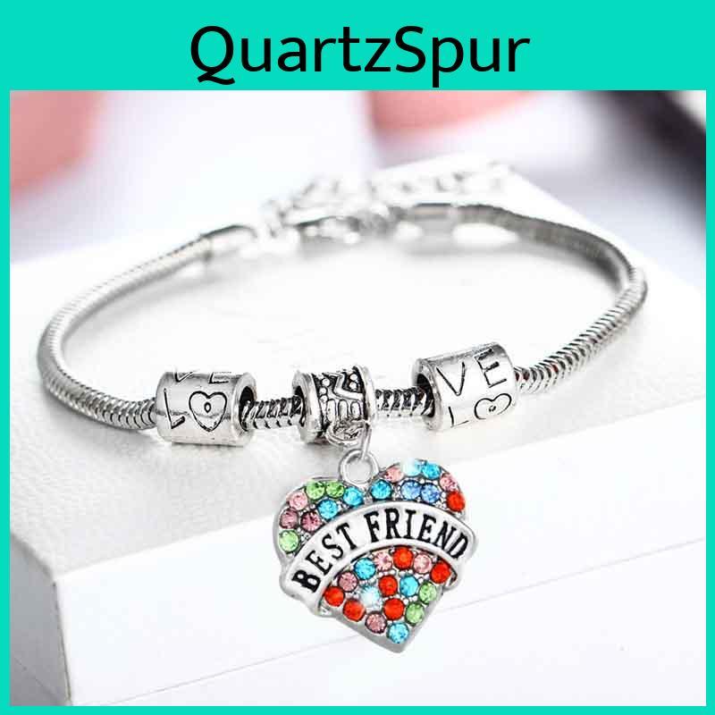 Family Members Inlaid Colorful Rhinestone Love Heart Bracelet Perfect For Family**