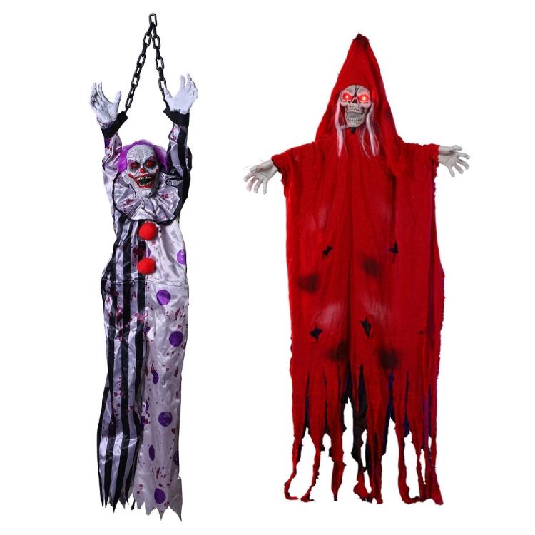 Casa Infestata Scheletro Animatronico Spettro Decorazione Oggetti di Scena Mobili da Esterno Occhi Luminosi Ornamenti per Esposizione di Halloween