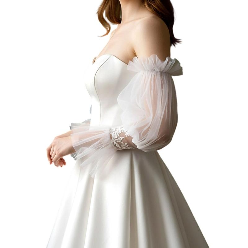 Delicate Sheer Bride Gloves With Open Finger Design Wedding Arm Sleeves For Bridal Accessories And Formal Occasion