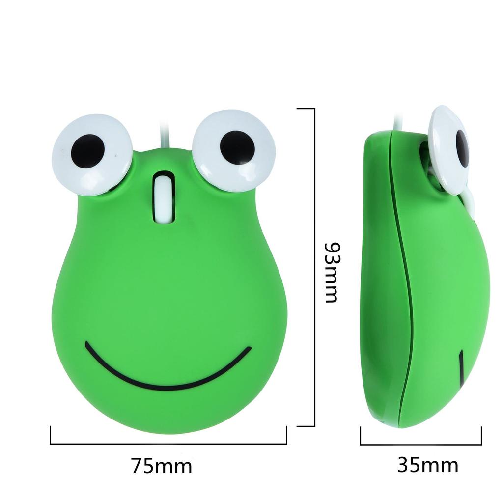 Wired Mouse Small Cute Frog Mouse USB Wired Optical 1600DPI Cute Animal for Lightweight Portable Symmetrical Compatible with Women/Kids