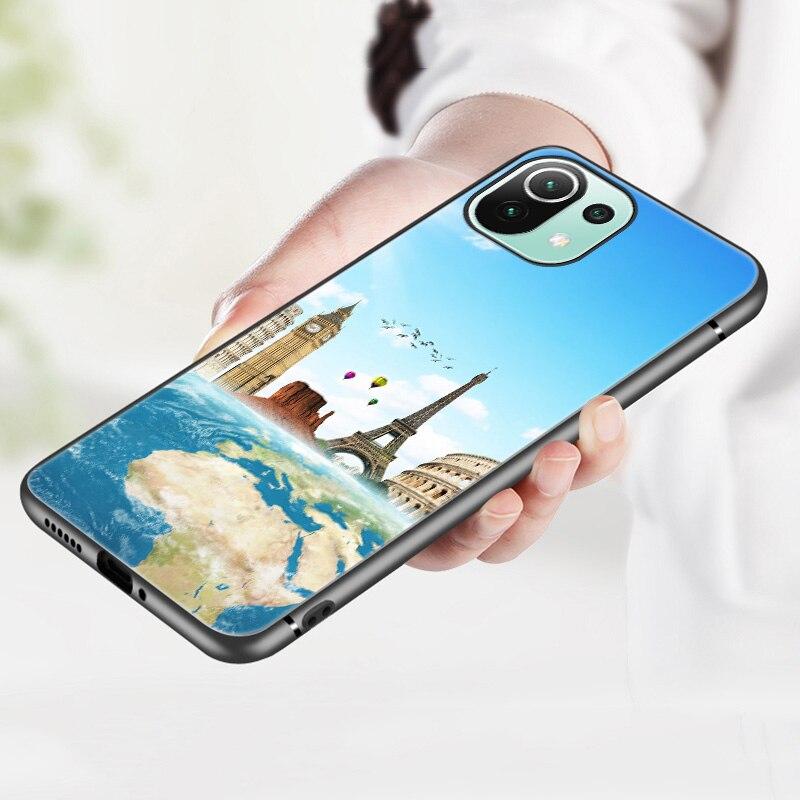 Lustige Reisekarte Telefonhülle für Xiaomi Mi 11 Lite NE 11i 10T 11T Pro A2 A3 Lite POCO F3 M3 M4 C31 X3 Pro NFC GT Schwarze Softcover