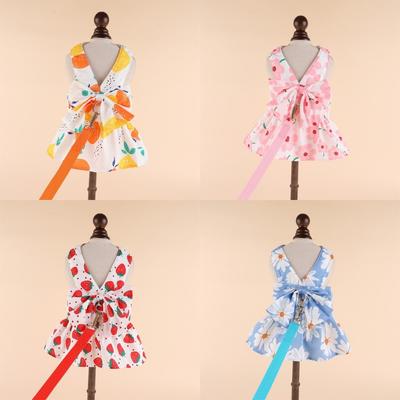 Cute Summer Dog Dress with Leash - Perfect for Female Puppies and Small Dogs