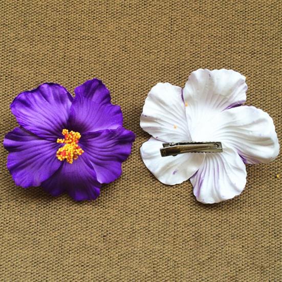 1 Pair Women Hairpins Bohemia Style Large Flower Decor Hair Clips Bright Color Hair Pins Sea Beach Hair Accessories