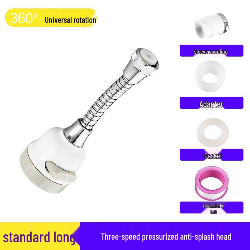 Universal Rotating Kitchen Faucet Extender with Water Saver and Anti-Splash Aerator