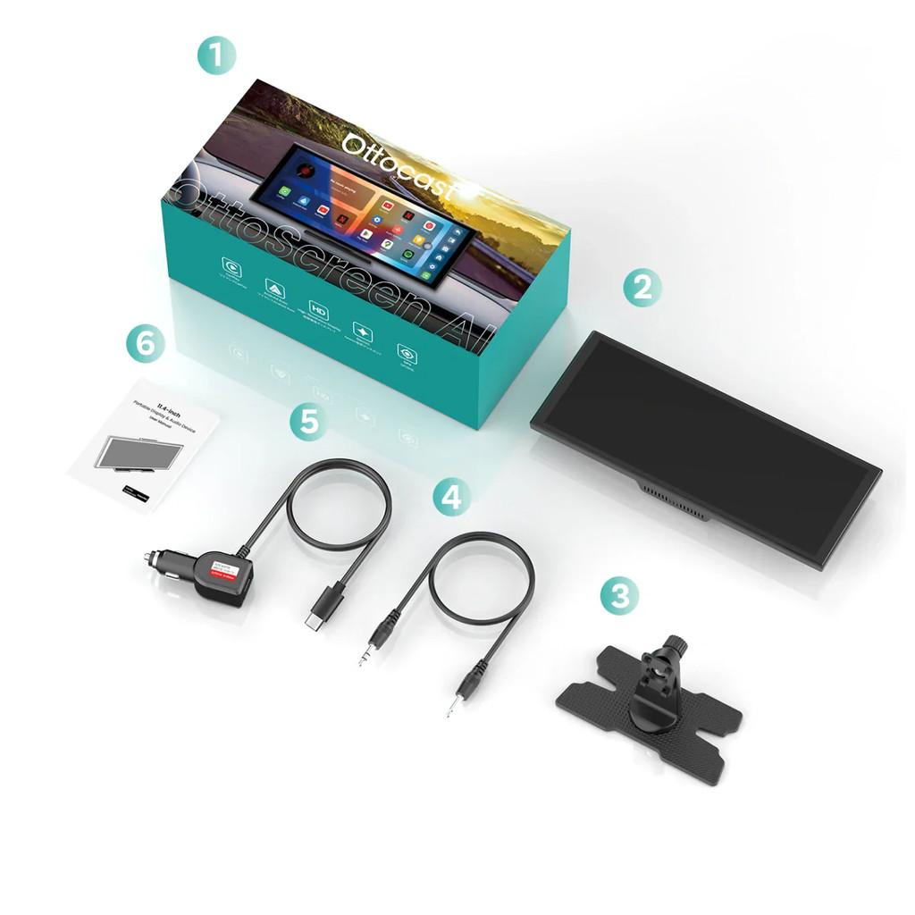 

OTTOCAST Android 15 OttoScreen AI Портативный автомобильный дисплей 11,4 дюйма 4+64 ГБ Автомобильный сенсорный экран Беспроводной Carplay Android Auto