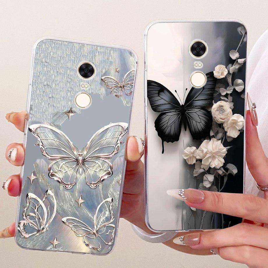 For Xiaomi Redmi 5 Plus Redmi5 Phone Case Luxury Flower Butterfly Cartoon Bow Pattern Back Cover Soft TPU Silicone Bumper