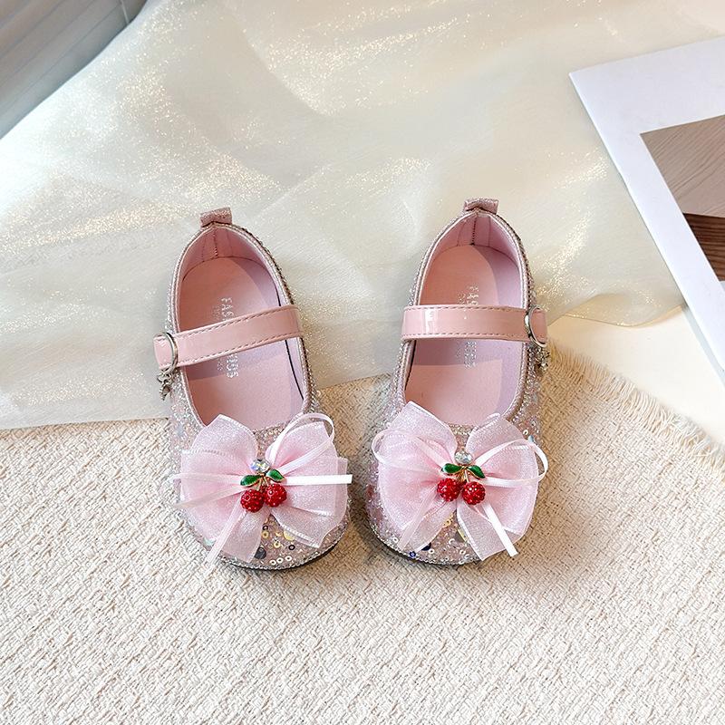 

Fashion Girls Shoes Spring New Sequined Kids Leather Shoe Cute Versatile Girls Princess Shoes Anti Slip Child Casual Shoe 23