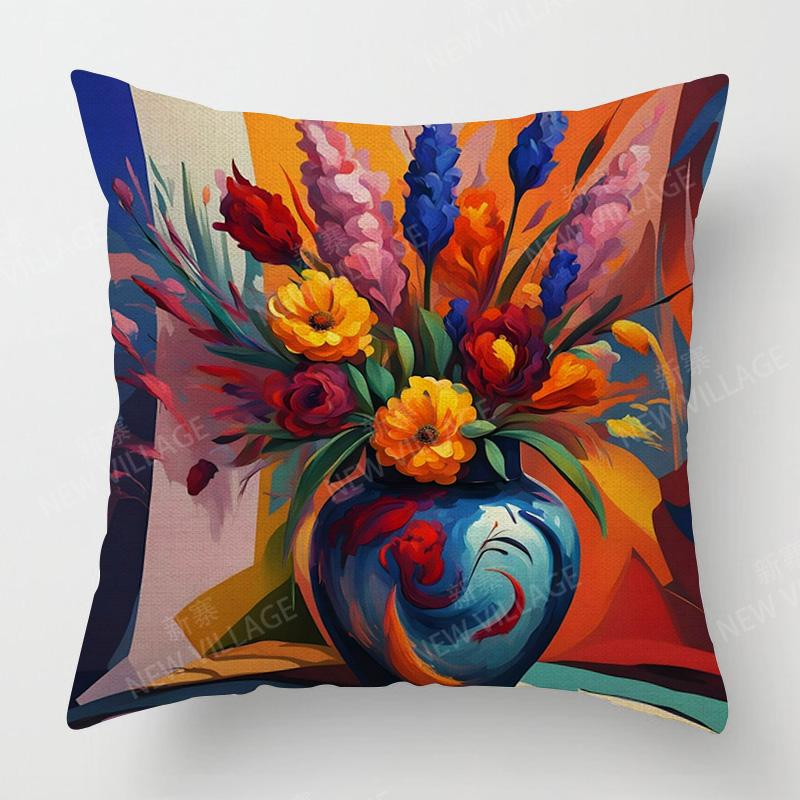 Scandinavian Plant Print Pillow Cover Living Room Sofa Cushion Cover Modern Simple Ins Style Home Decoration 40x40cm