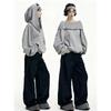 Maglieria Autunnale con Cappuccio Casual Oversize Pullover Donna Doppia Usura Designer Moda Maglione Off Shoulder Primavera Capospalla Largo