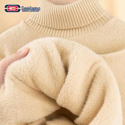 GENIOLAMODE Men's Fleece-Lined Turtleneck Sweater