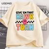 Give Em HAWK TUAH PNG Viral Adult Humor T-shirt Men Women Funny 4th July Retro America Tshirt Cotton Round Tees