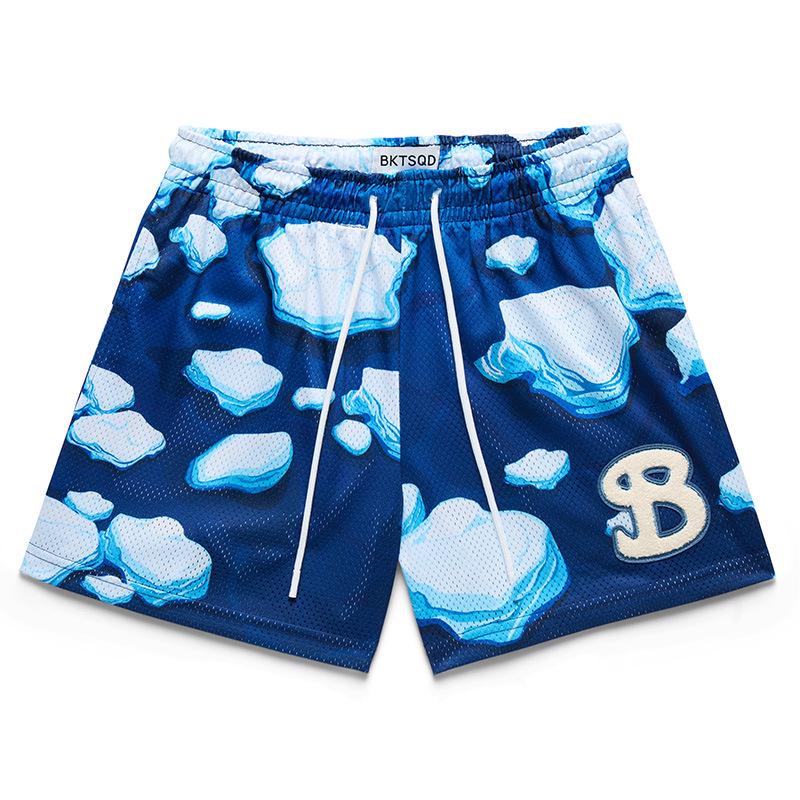 Trendy Brand Men's Quick-Dry Mesh Shorts - American Summer Style for Outdoor Sports & Beach