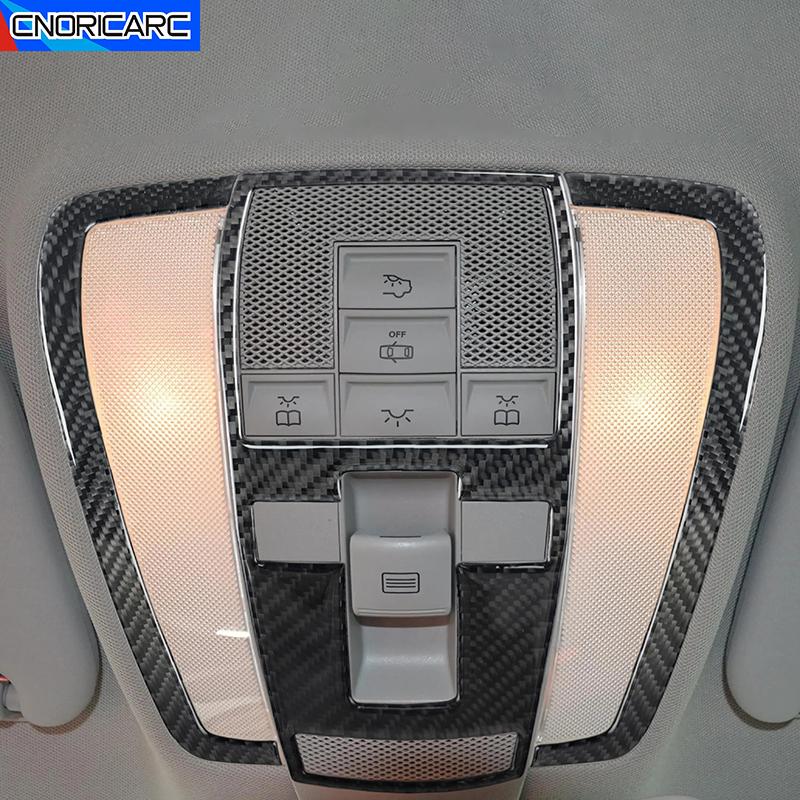 Car Accessories Roof Front Reading Lamp Light Frame Trim For Mercedes Benz C Class W204 2007-14 Carbon Fiber Decoration Stickers