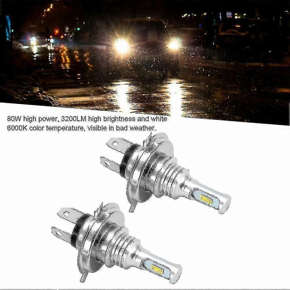 2 X H4 9003 Hb2 6000k Super White Csp Led Headlight Bulb Kit