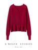 Korean Style Ruffle Hem Knit Cardigan - Women's Slim-Fit Waist-Cinching Outerwear for Autumn