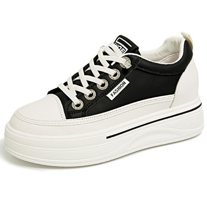 Fashion Korean Platform Women Shoes 2025 Fashion Casual Outdoor Versatile Lace Up Wedges Heel Shoes Walking Comfortable Ladies Sneakers