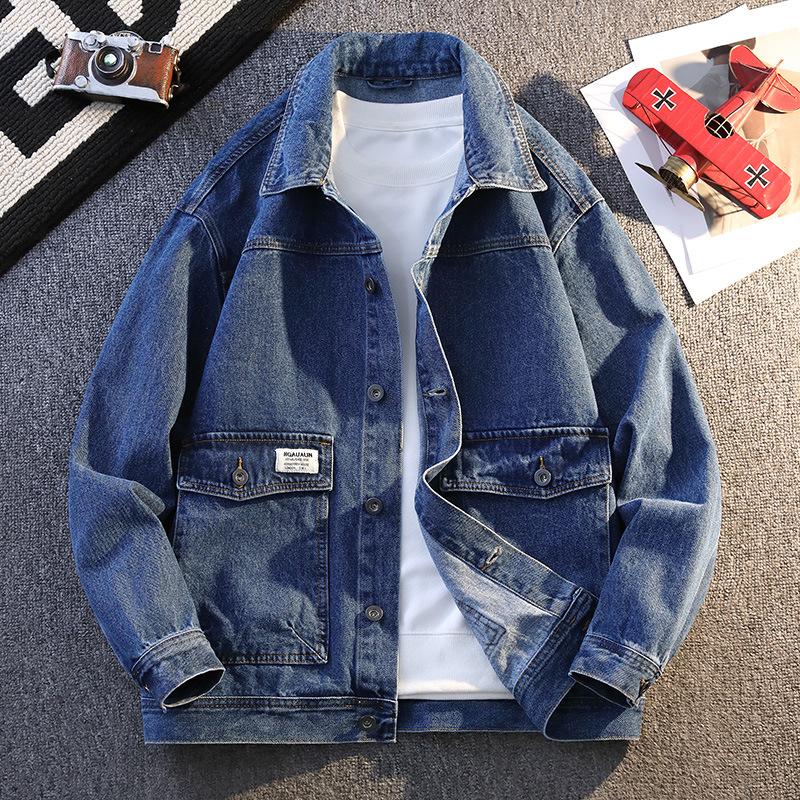 New Autumn Denim Jacket Men's Work Top High-end Lapel Versatile Casual Jacket