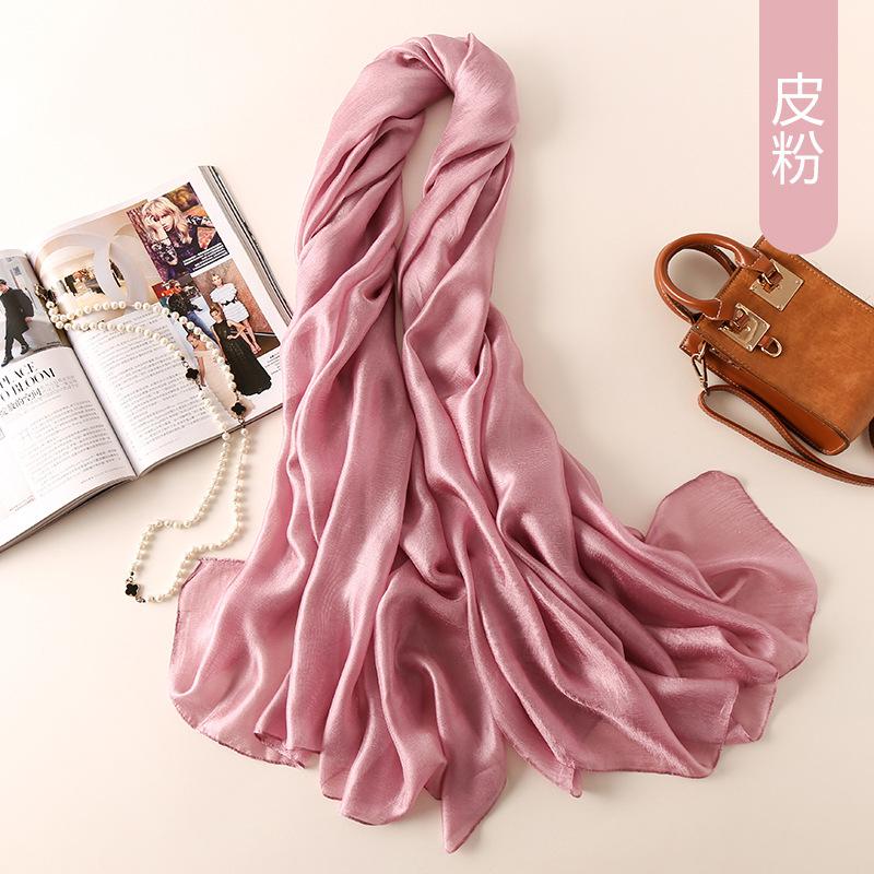 Spring and summer new linen feel solid color silk scarf versatile simple beach sunscreen shawl air conditioner room thin scarf yarn 180*95cm