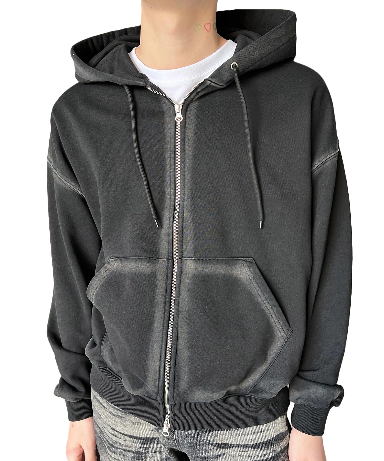 

WEGO Figments Zip Brushed Double Big Korean Size Black Hoodie, Finish, Zip, Hoodie, Top, Sweatshirt, Casual, Streetwear, Style, Gift, Spring, Autumn, чёрный