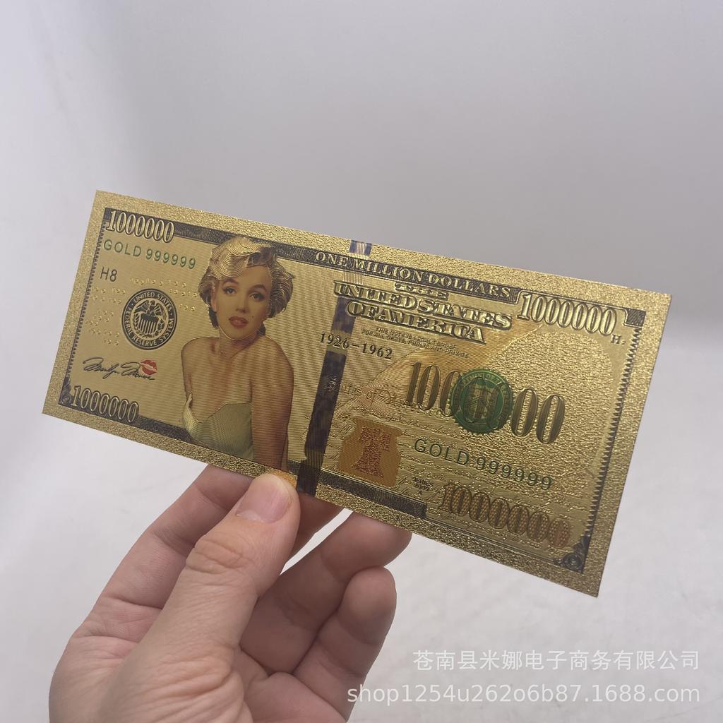 Plastic gold foil Elizabeth Diana Marilyn Monroe commemorative coin gold foil banknote currency queen portrait creative coin