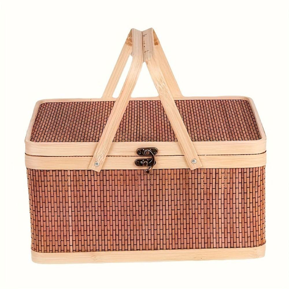 Chinese Style Moon Cake Box Natural Bread Storage Basket Bamboo Basket Wedding Party