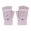 Winter Thermal Gloves Women's Flip Bow Knitted Gloves Women's Adult Gloves Fleece Finger Gloves Men