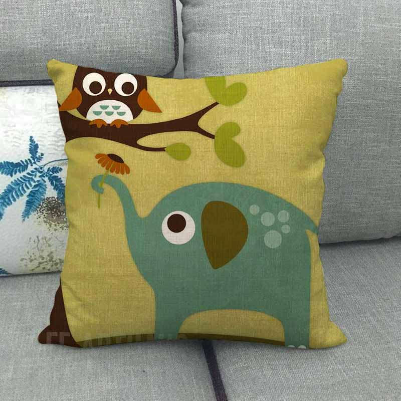 Cartoon Owl Series Digital Printing Short Plush Pillow Covers Decorative for Car Sofa Office Cushion Cover Home Goods