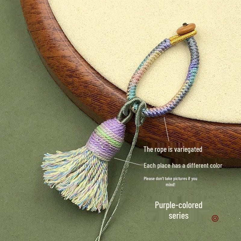 Handwoven Gradient Vajra Knot Tassel Cotton Keychain Pendant Accessory