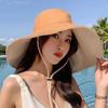 Women's large brim bucket hat UV protection face cover sun hat fashion sunshade basin hat embroidery