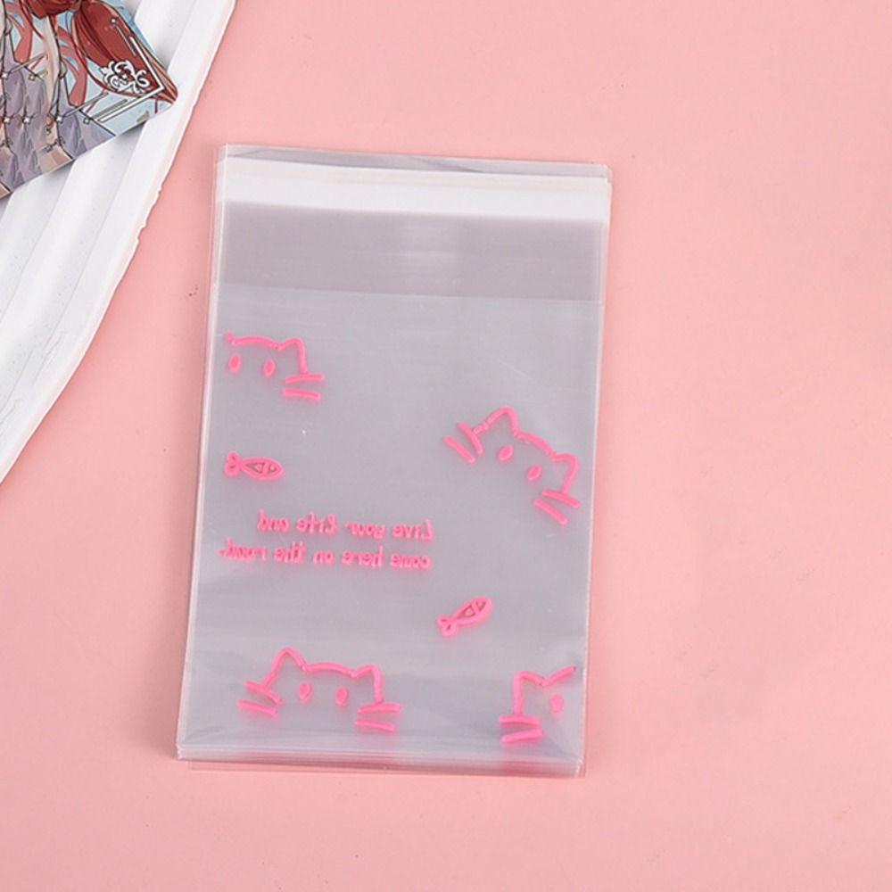 

50 шт. Карман для хранения карточек в альбоме Самоклеящийся пакет Подарочный мешочек Упаковка для печенья и снеков розовый