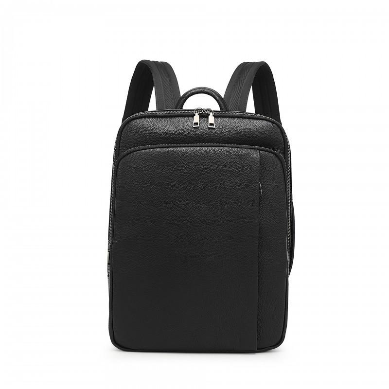 Мужской рюкзак Модный бренд Кожаный Деловая легкая роскошь Верхний слой Коровья кожа Школьный рюкзак 16-дюймовая сумка для компьютера 31x13x41 чёрный
