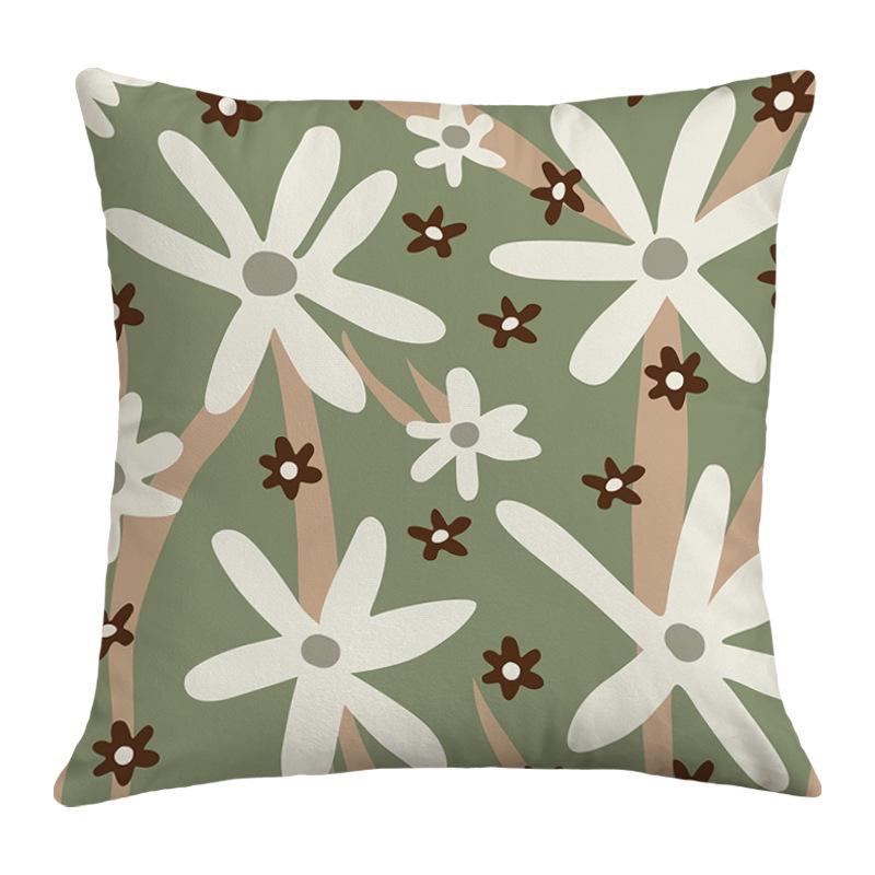 Geometric Nordic-Style Green Throw Pillow Cover for Artistic Living Room Decor