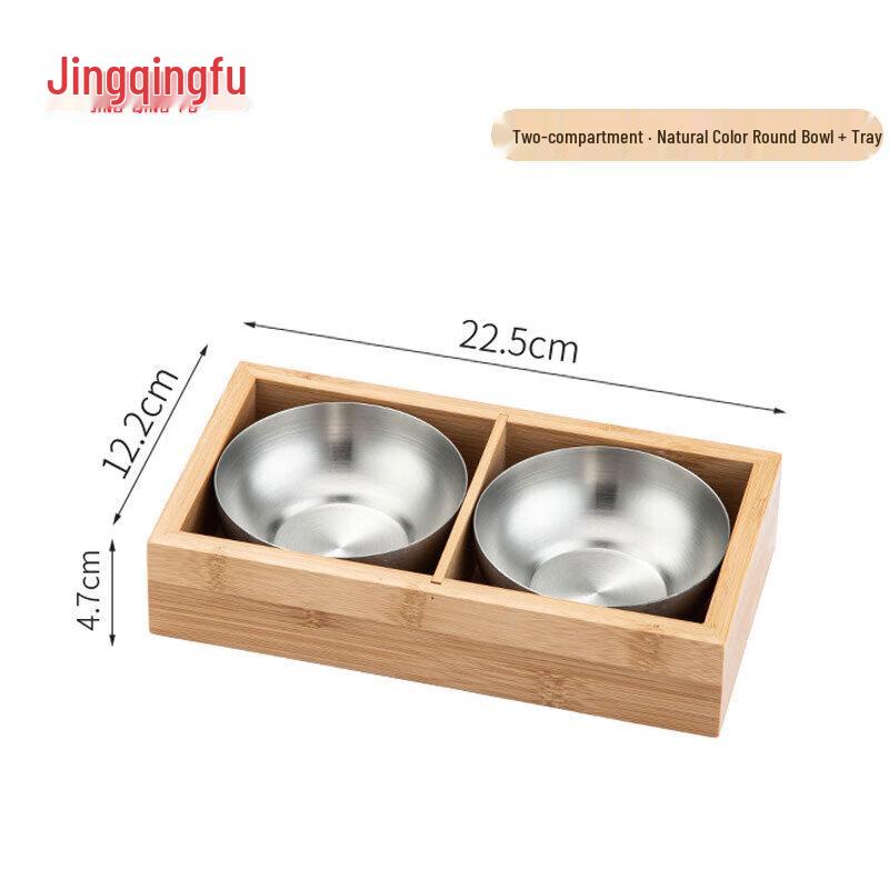 

Multi-Grid Bamboo & Stainless Steel Hotpot Serving Tray